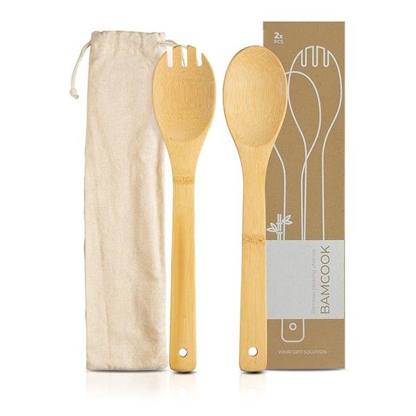 Acessórios de cozinha em bambu com bolsa em algodão Bamcook