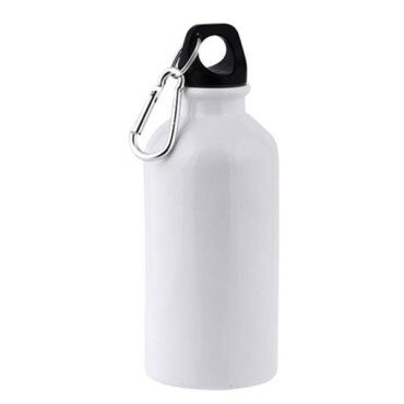 Garrafa em alumínio, 400 ml para sublimação com mosquetão Ollaf