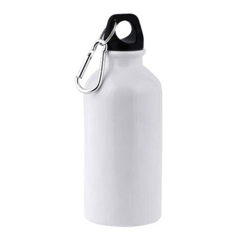 Garrafa em alumínio, 400 ml para sublimação com mosquetão Ollaf